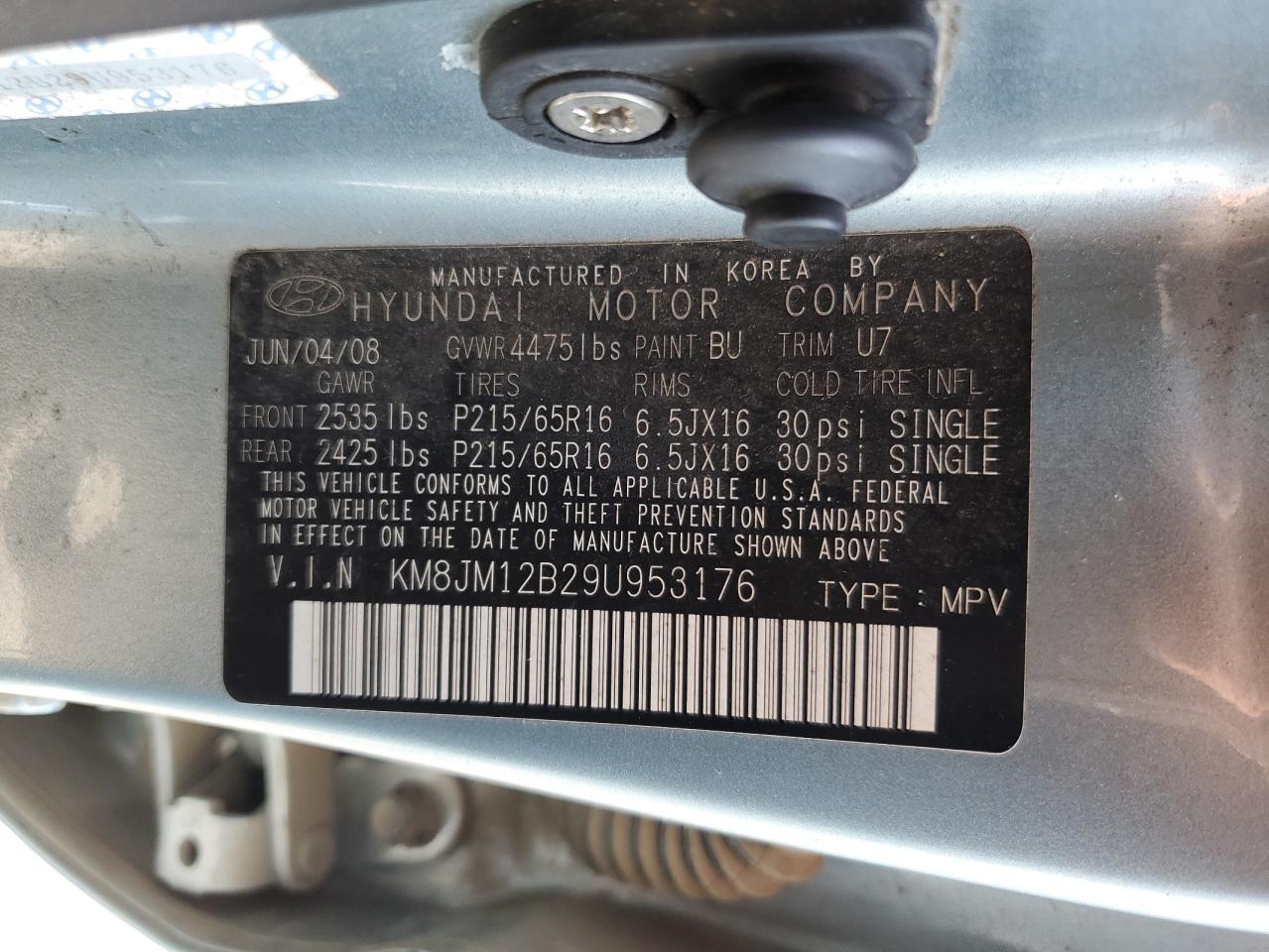 KM8JM12B29U953176 2009 Hyundai Tucson Gls