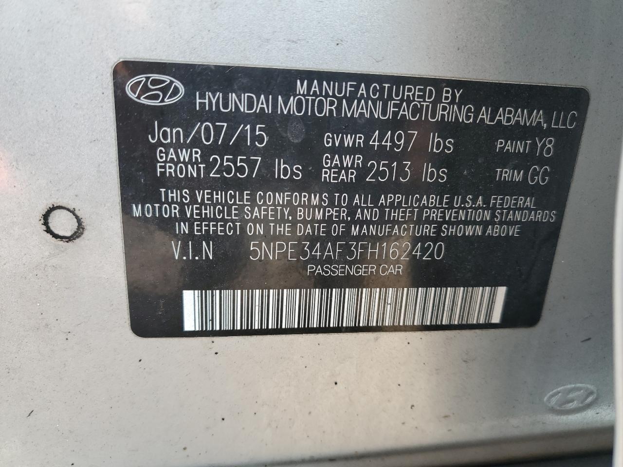 5NPE34AF3FH162420 2015 Hyundai Sonata Sport