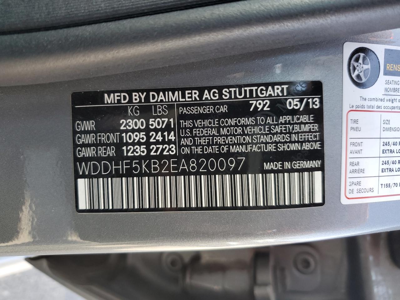 WDDHF5KB2EA820097 2014 Mercedes-Benz E 350