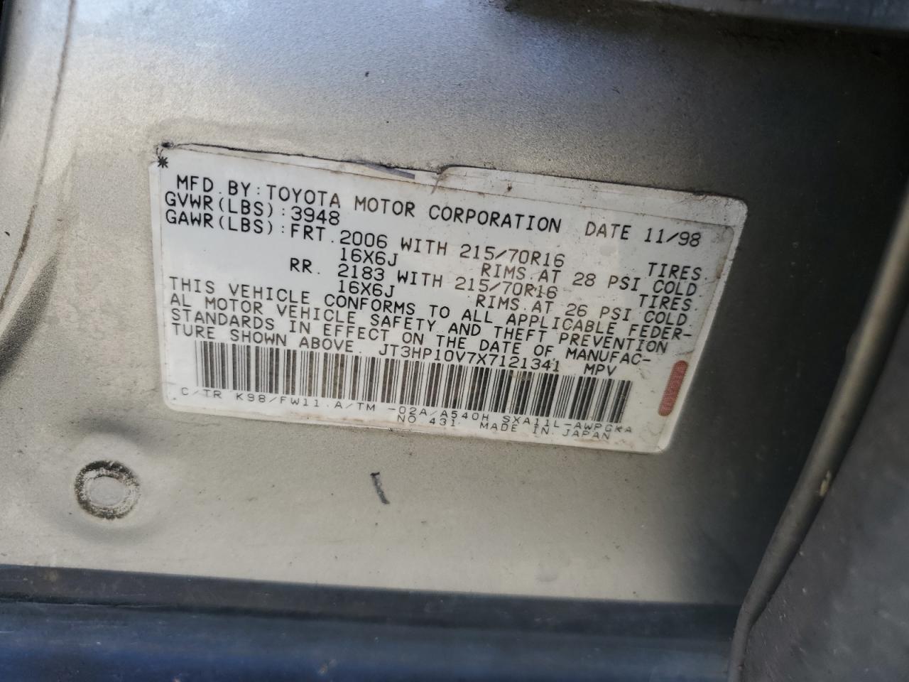 JT3HP10V7X7121341 1999 Toyota Rav4