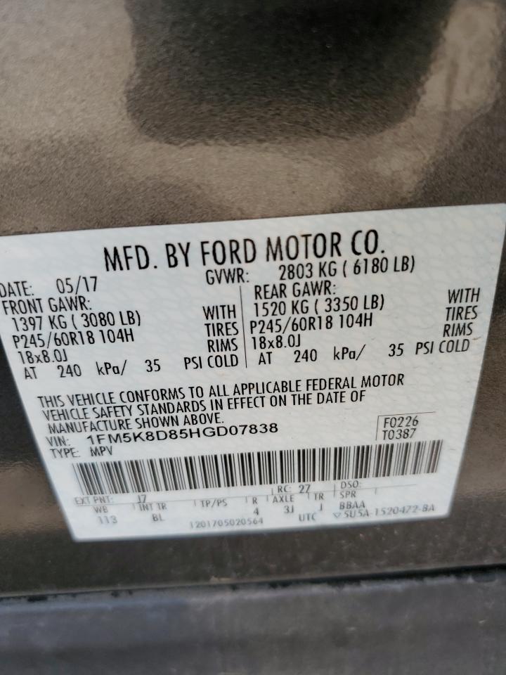 1FM5K8D85HGD07838 2017 Ford Explorer Xlt