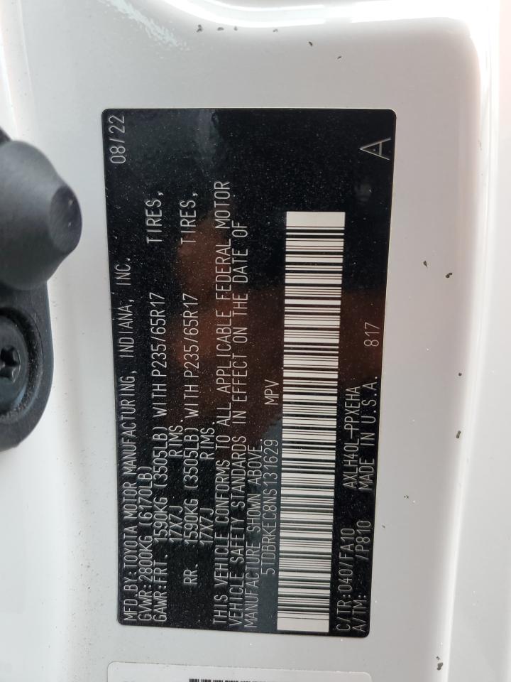 2022 Toyota Sienna Le VIN: 5TDBRKEC8NS131629 Lot: 73546474