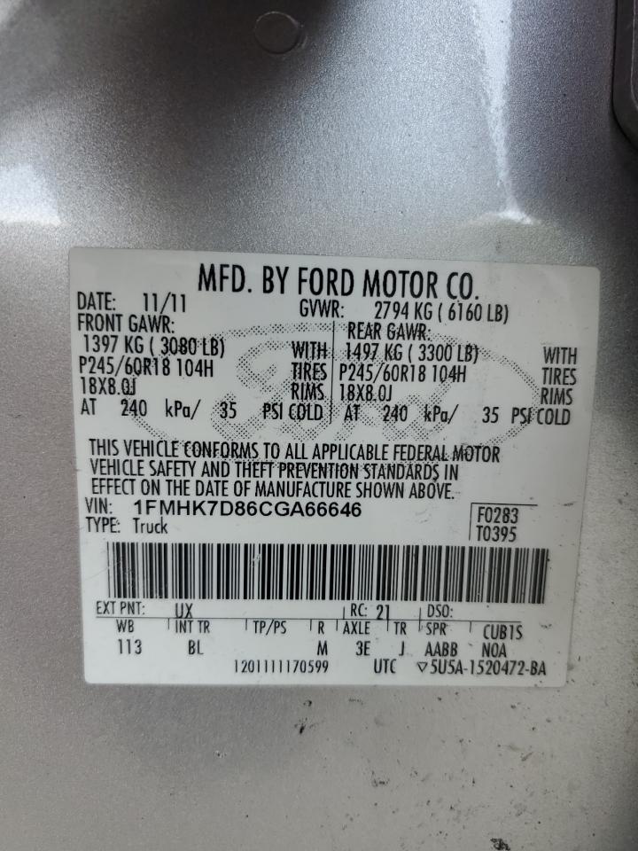 1FMHK7D86CGA66646 2012 Ford Explorer Xlt