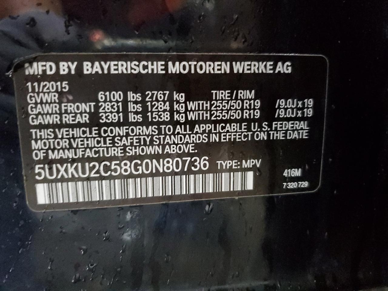 5UXKU2C58G0N80736 2016 BMW X6 xDrive35I