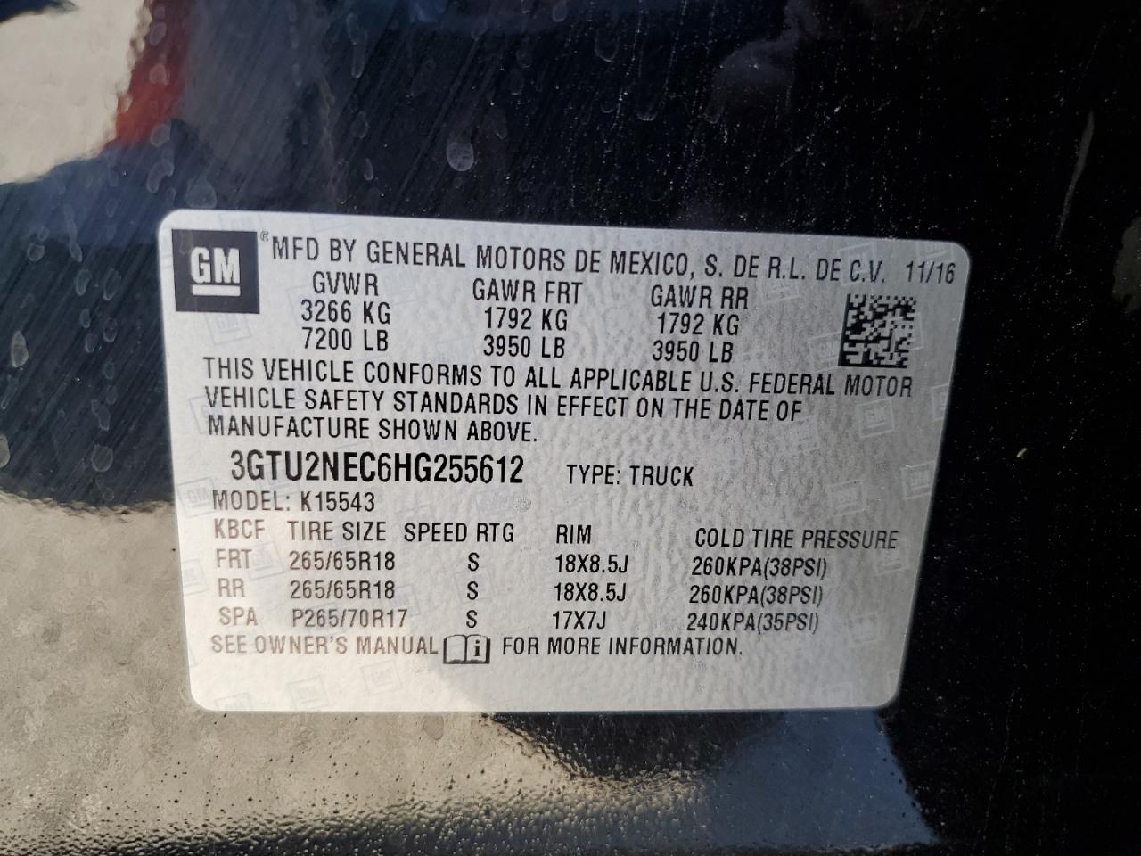 3GTU2NEC6HG255612 2017 GMC Sierra K1500 Slt