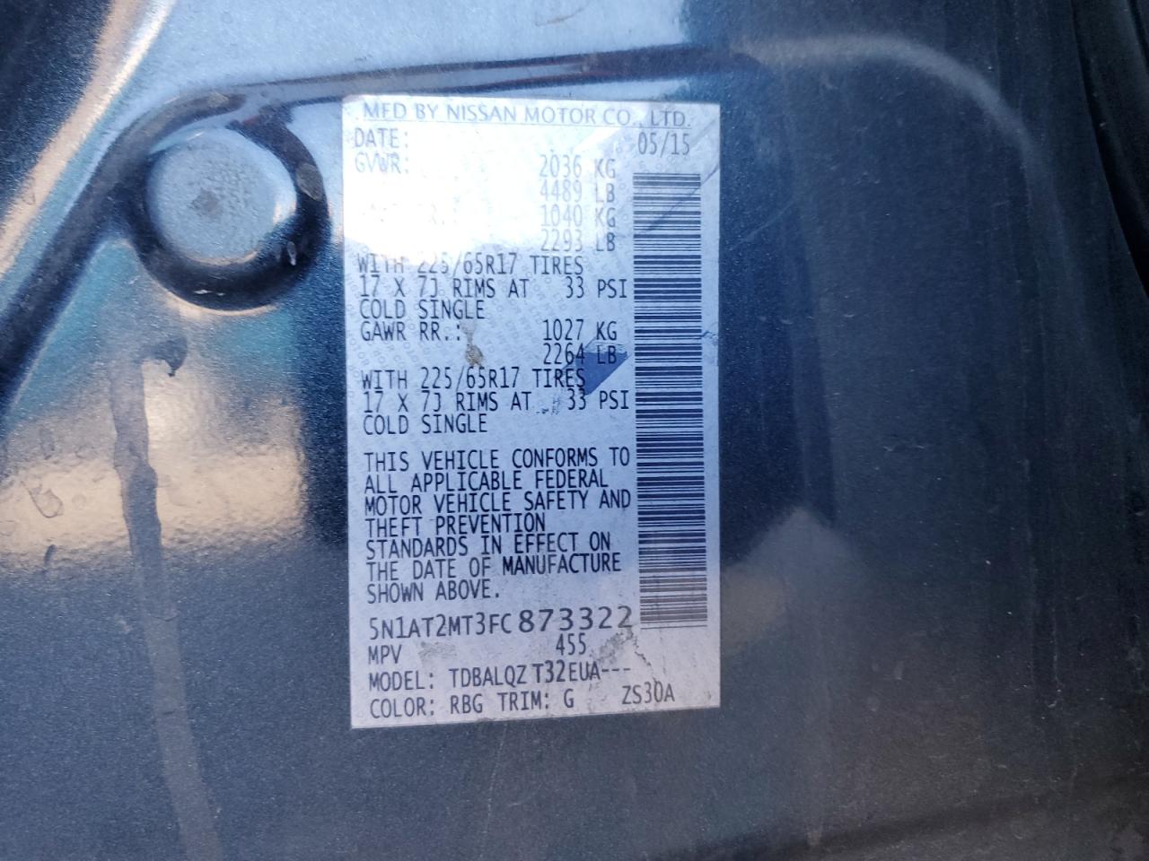 5N1AT2MT3FC873322 2015 NISSAN ROGUE - Image 14