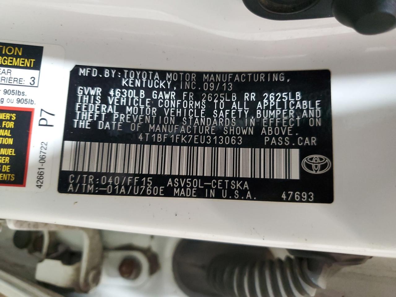 4T1BF1FK7EU313063 2014 Toyota Camry L