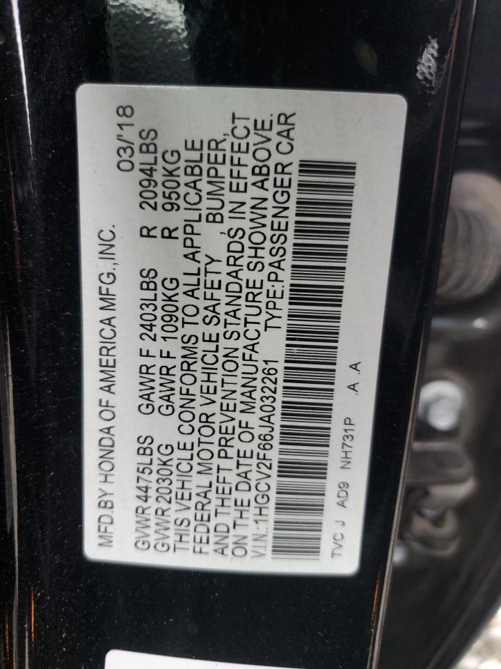 1HGCV2F66JA032261 2018 Honda Accord Exl