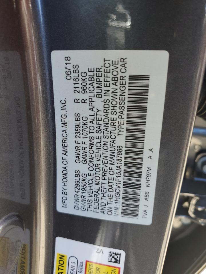 1HGCV1F15JA187866 2018 Honda Accord Lx