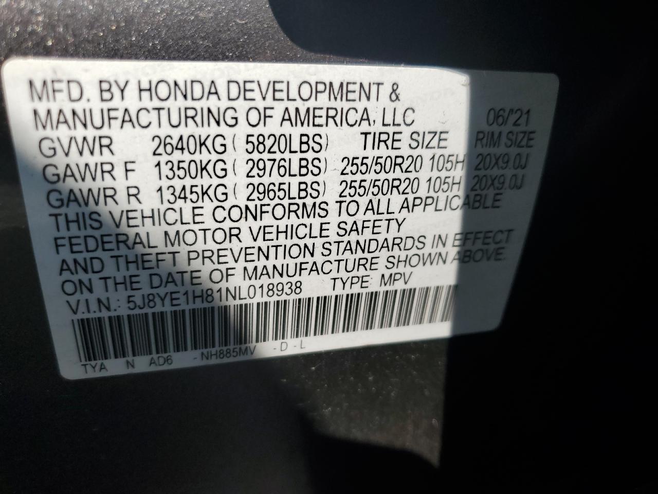 2022 Acura Mdx Advance VIN: 5J8YE1H81NL018938 Lot: 69433034