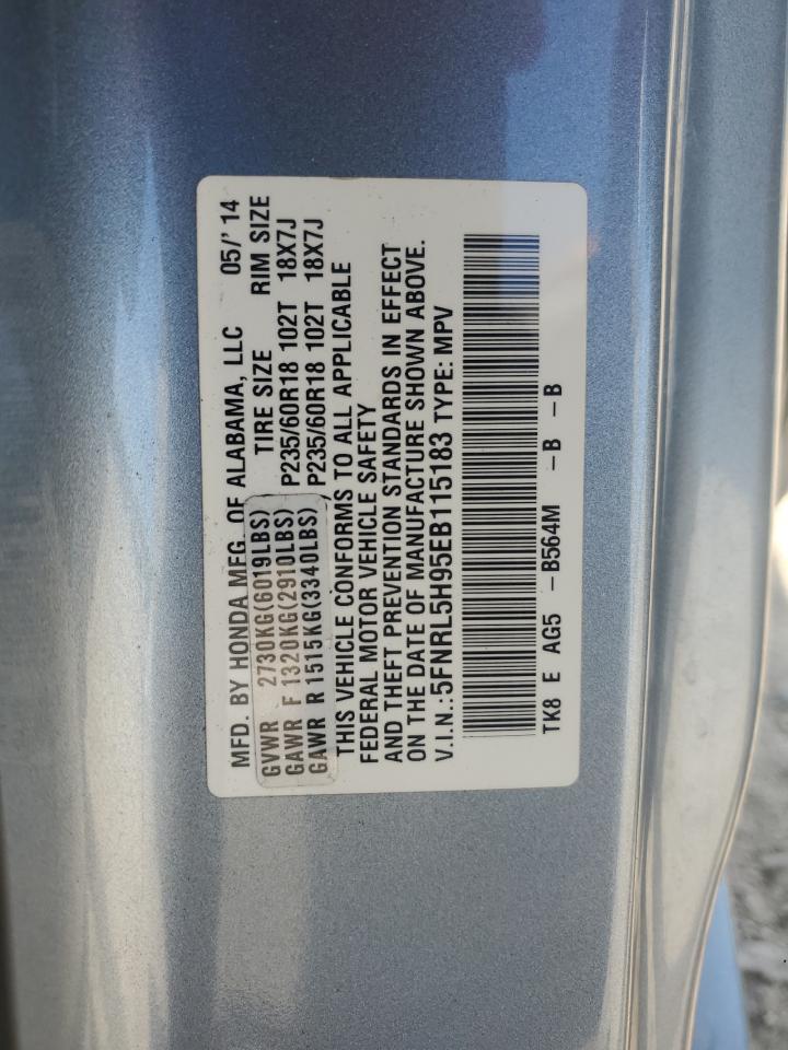 5FNRL5H95EB115183 2014 Honda Odyssey Touring