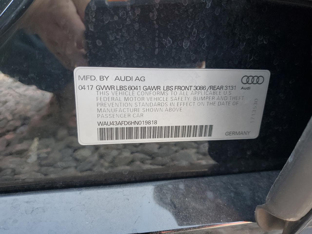 WAU43AFD6HN019818 2017 Audi A8 L Quattro