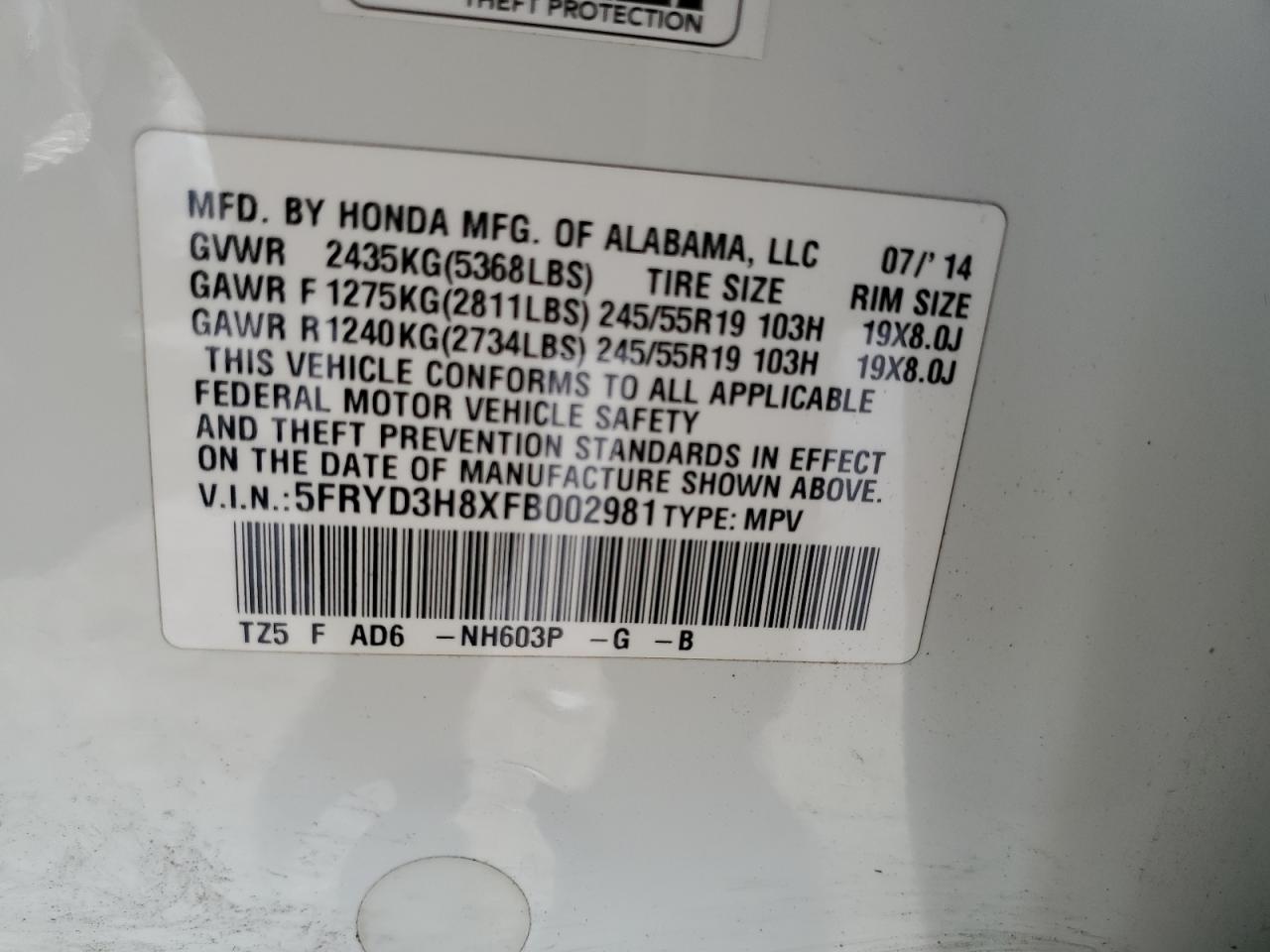 5FRYD3H8XFB002981 2015 Acura Mdx Advance