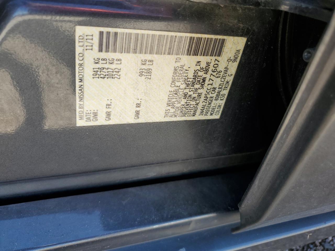 1N4AL2AP5CC177607 2012 Nissan Altima Base