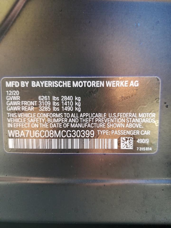 2021 BMW M760 Xi VIN: WBA7U6C08MCG30399 Lot: 73640954