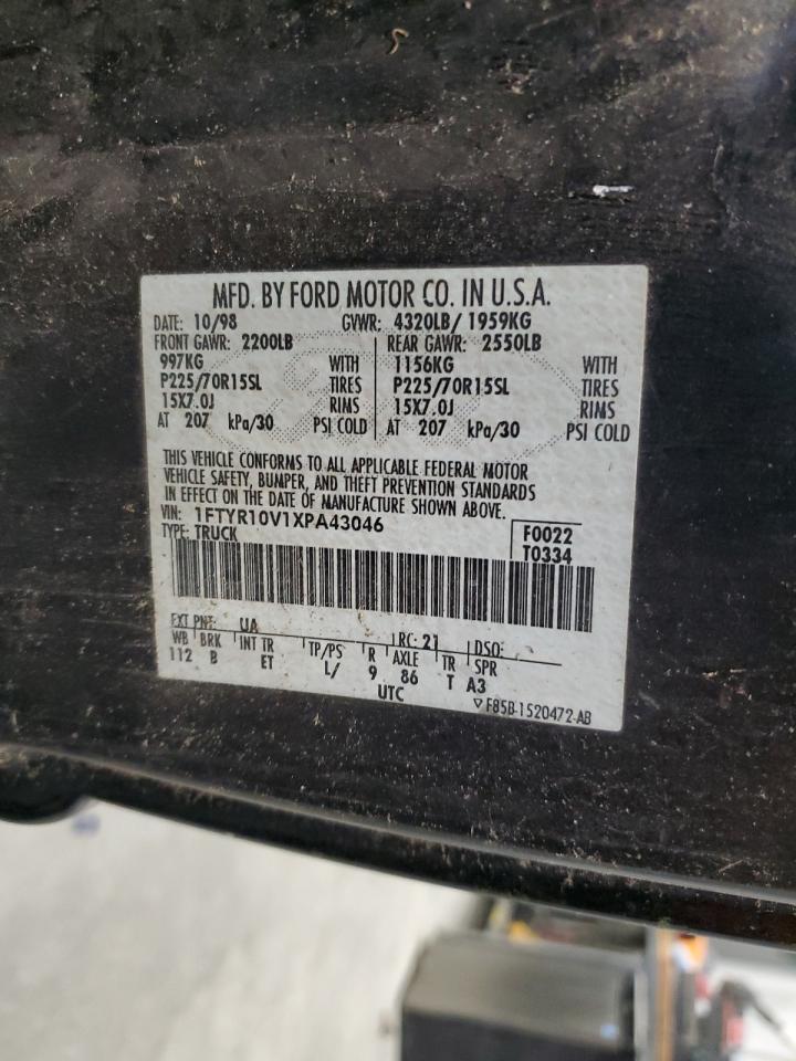 1FTYR10V1XPA43046 1999 Ford Ranger