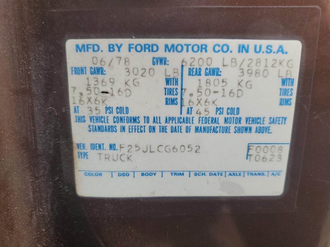 F25JLCG6052 1978 Ford F-250