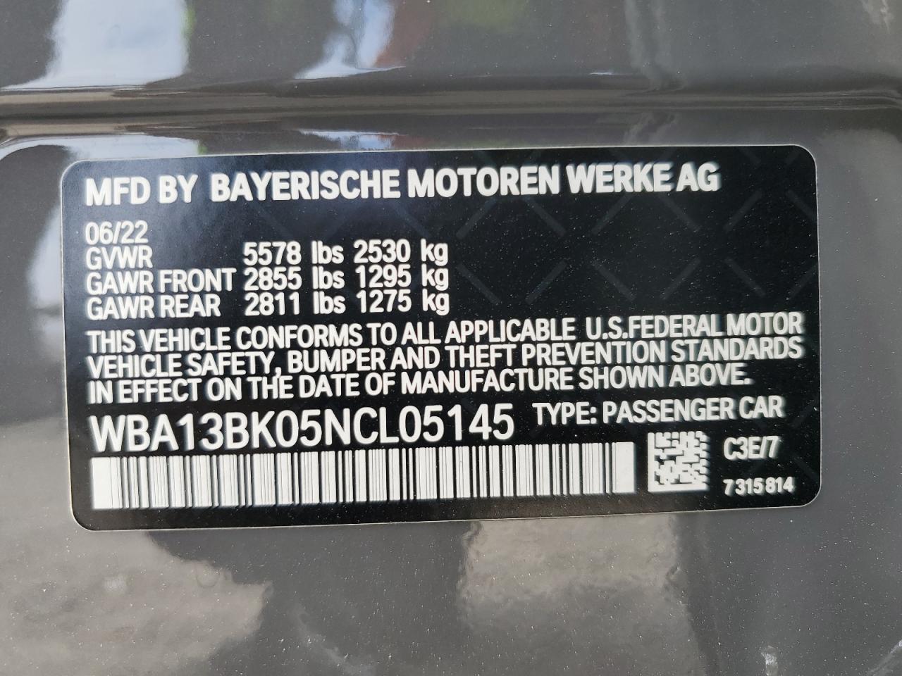 WBA13BK05NCL05145 2022 BMW M550Xi