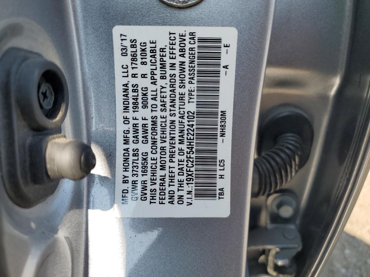19XFC2F54HE224102 2017 Honda Civic Lx