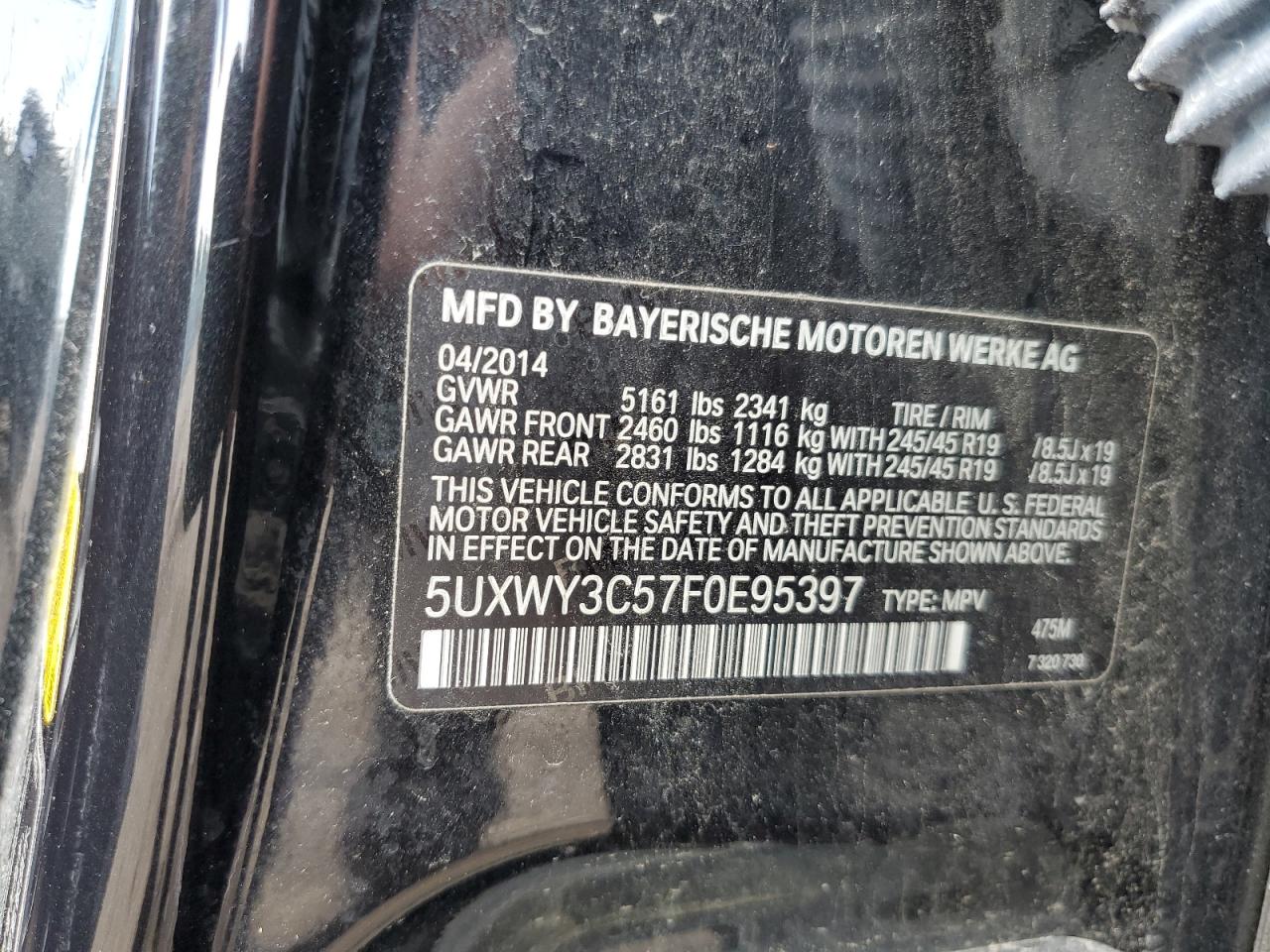 5UXWY3C57F0E95397 2015 BMW X3 xDrive28D