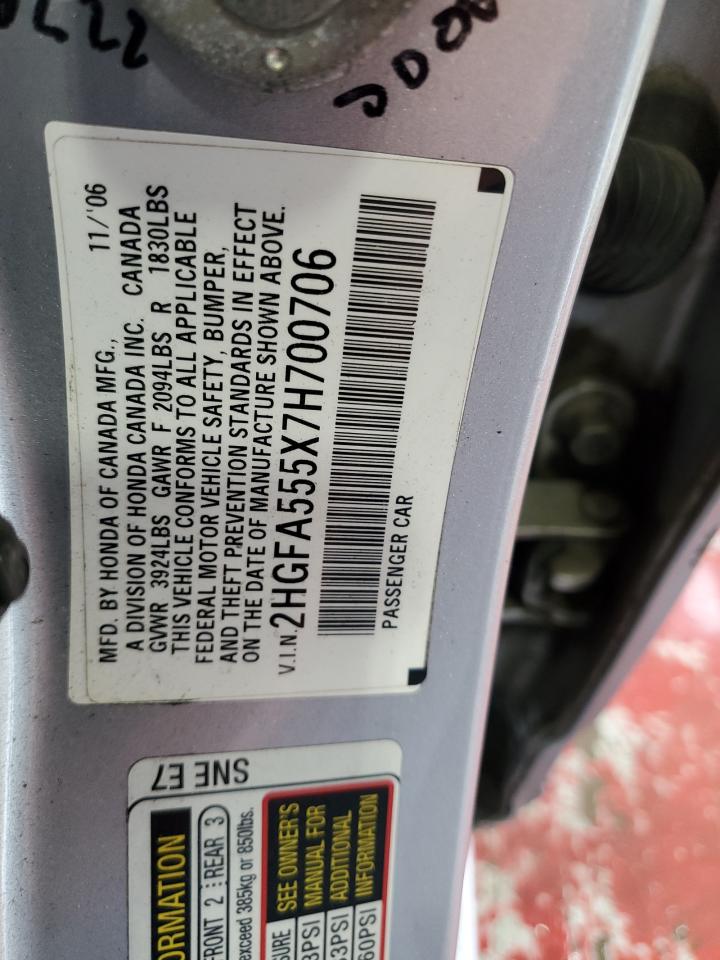 2HGFA555X7H700706 2007 Honda Civic Si