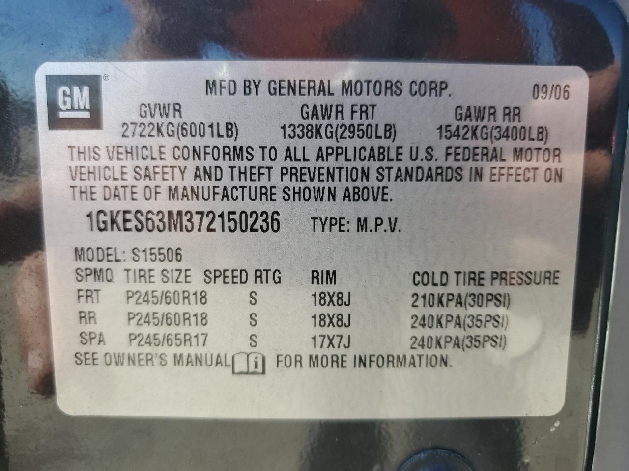 1GKES63M372150236 2007 GMC Envoy Denali