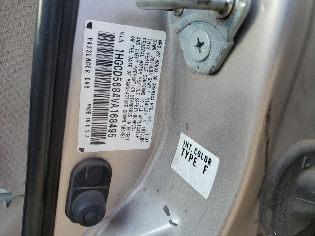 1HGCD5684VA168495 1997 Honda Accord Value