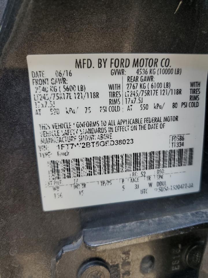 1FT7W2BT5GED38023 2016 Ford F250 Super Duty