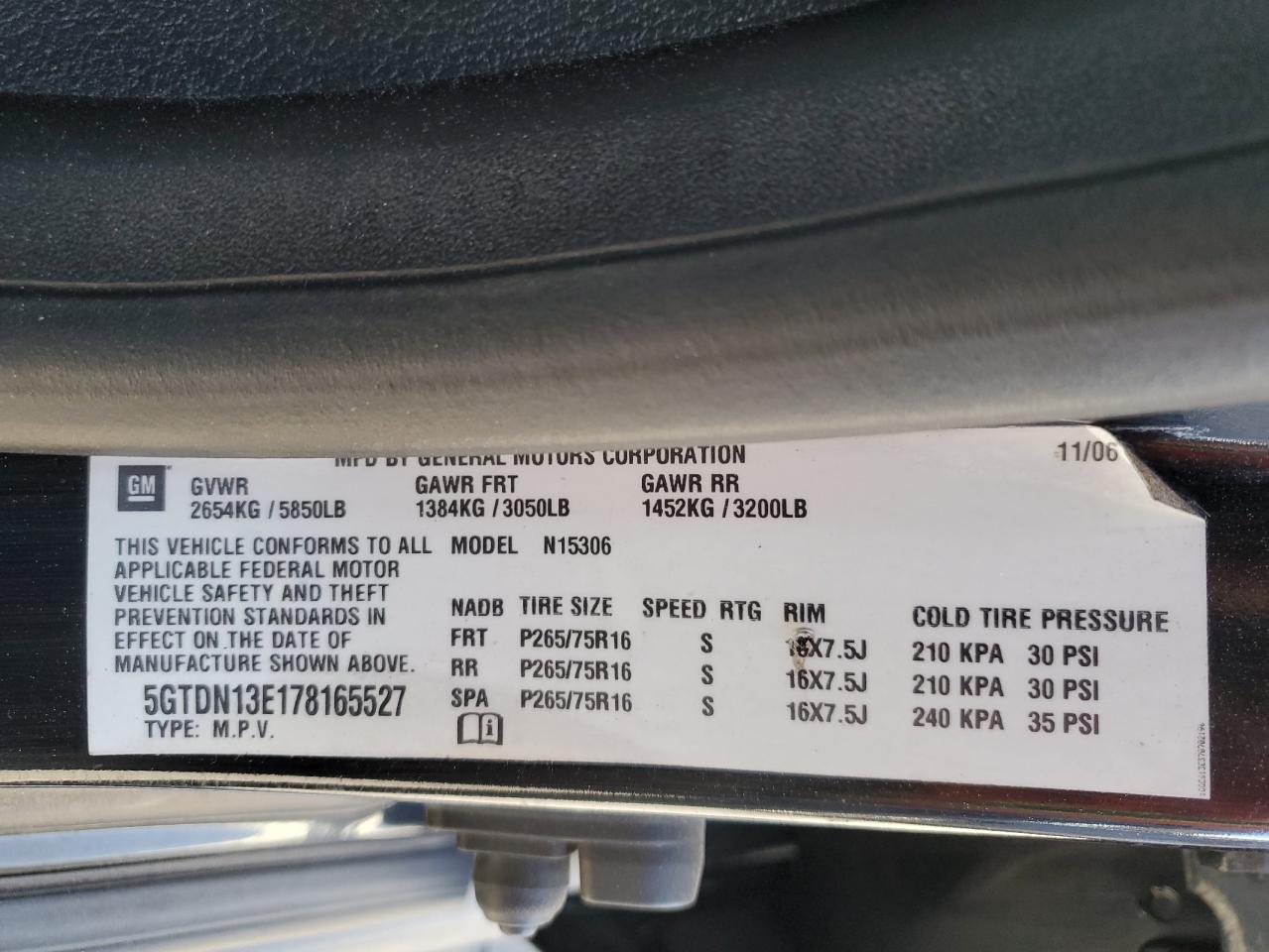 2007 Hummer H3 VIN: 5GTDN13E178165527 Lot: 71111064