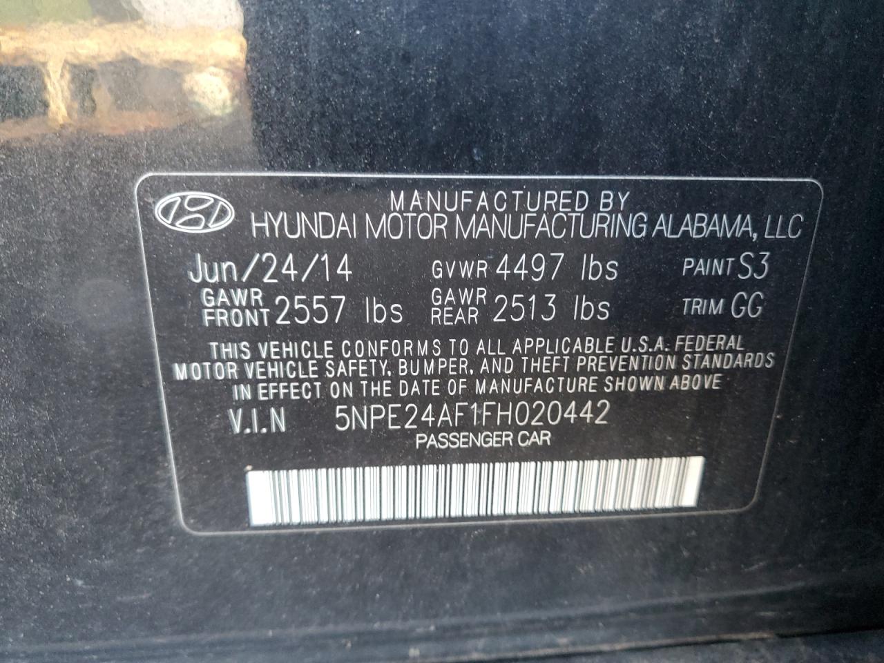 5NPE24AF1FH020442 2015 Hyundai Sonata Se