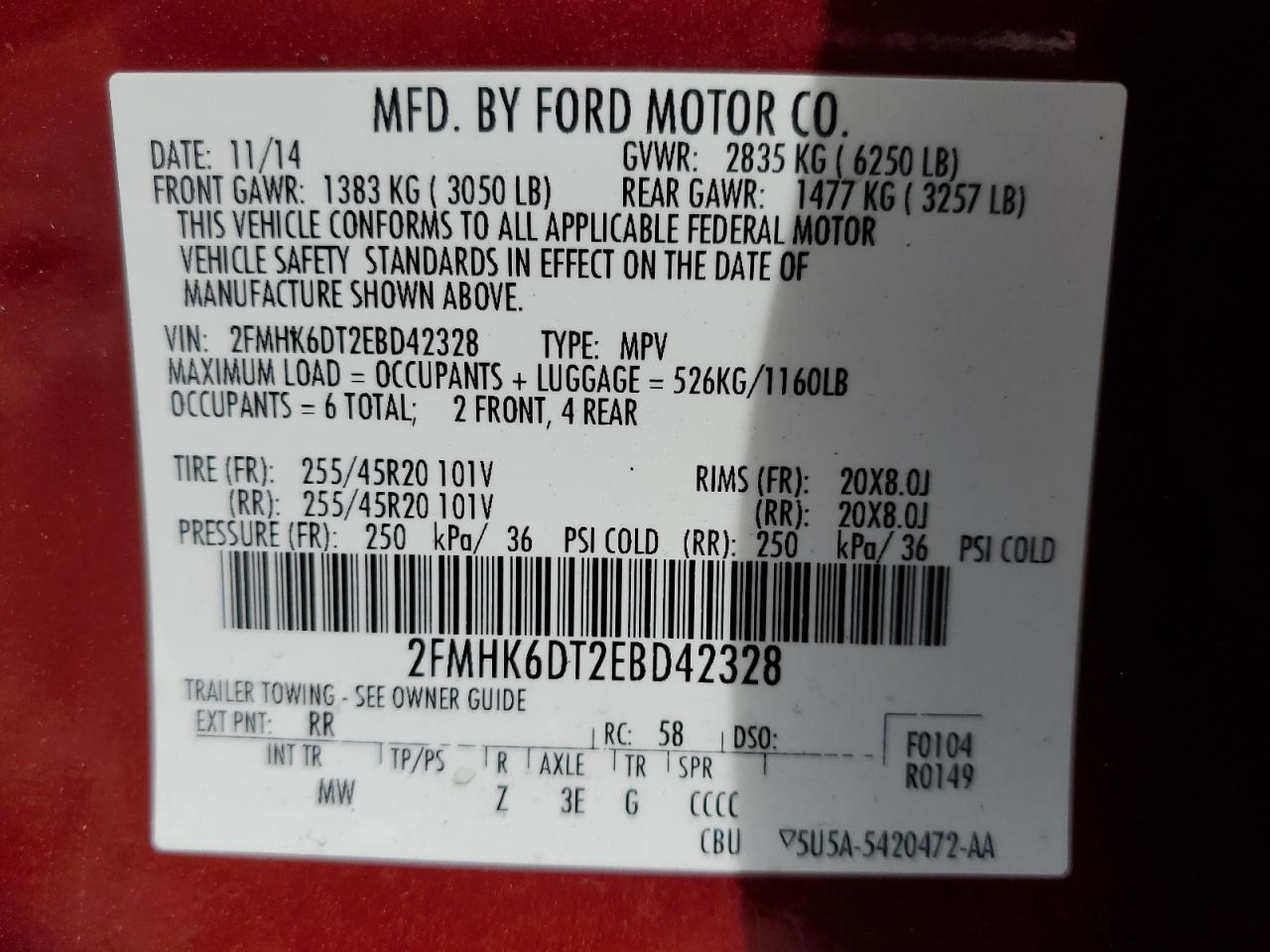 2014 Ford Flex Limited VIN: 2FMHK6DT2EBD42328 Lot: 71831594