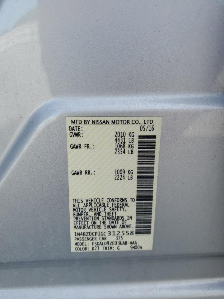 1N4BZ0CP1GC312558 2016 Nissan Leaf Sv