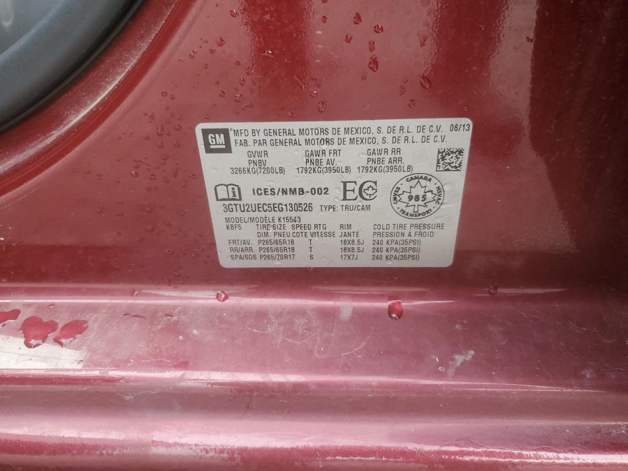 3GTU2UEC5EG130526 2014 GMC Sierra K1500 Sle