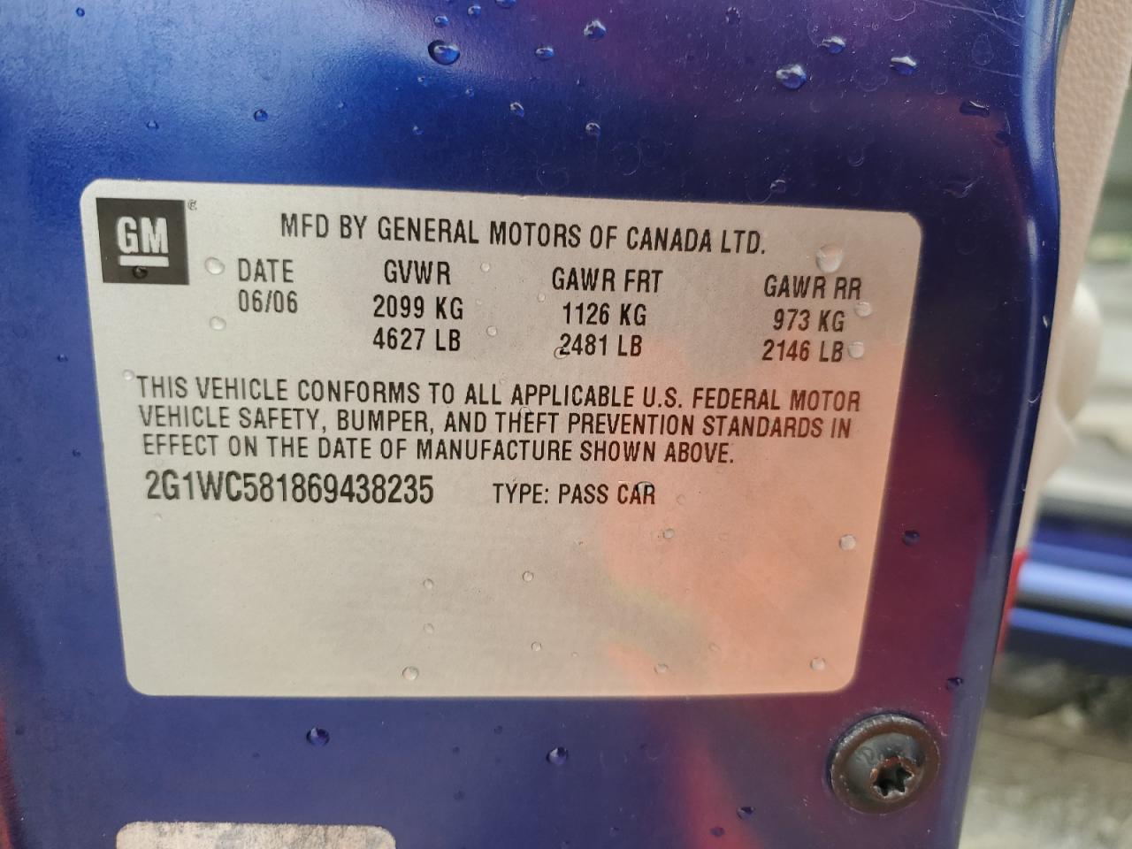 2G1WC581869438235 2006 Chevrolet Impala Lt