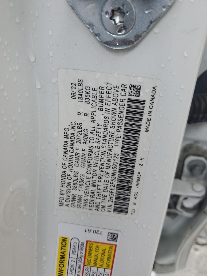 2HGFE2F53NH593125 2022 Honda Civic Sport 2HGFE2F53NH593125 2022 Honda Civic Sport
