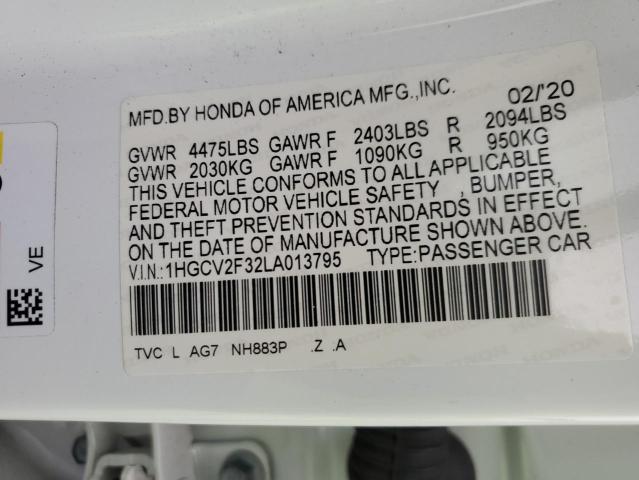 1HGCV2F32LA013795 Honda Accord SPO 12