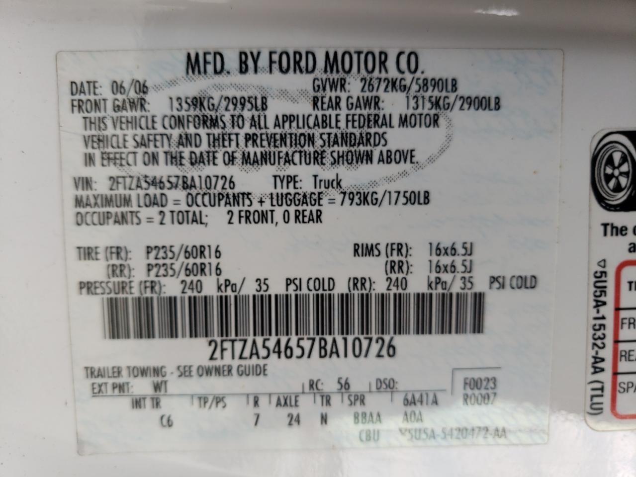 2FTZA54657BA10726 2007 Ford Freestar