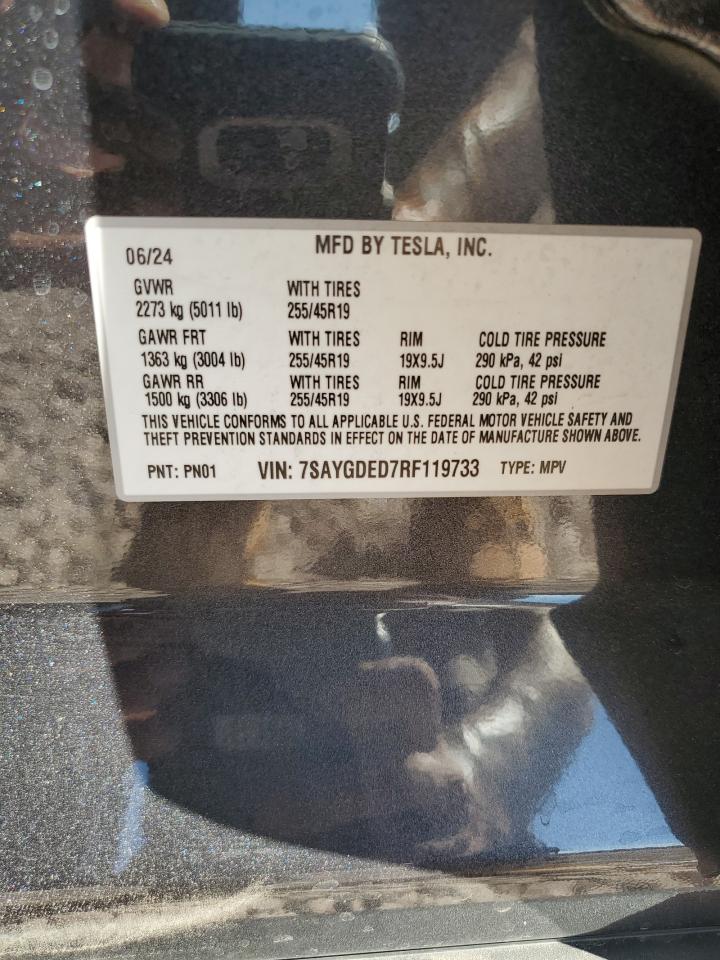 7SAYGDED7RF119733 2024 Tesla Model Y