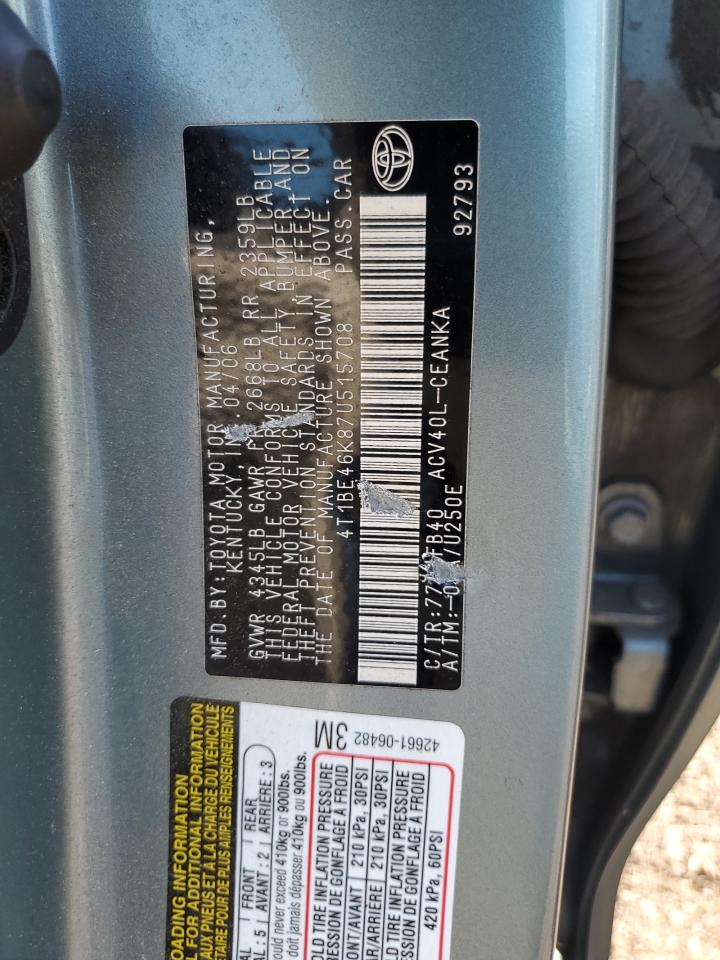 4T1BE46K87U515708 2007 Toyota Camry Ce