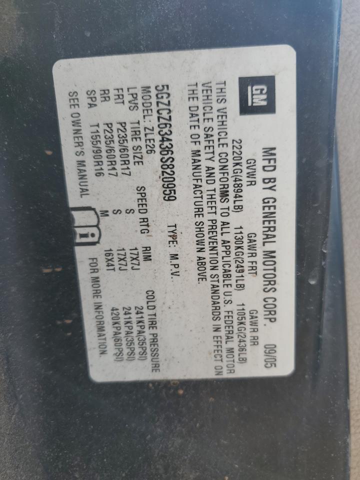 2006 Saturn Vue VIN: 5GZCZ63436S820959 Lot: 84999584