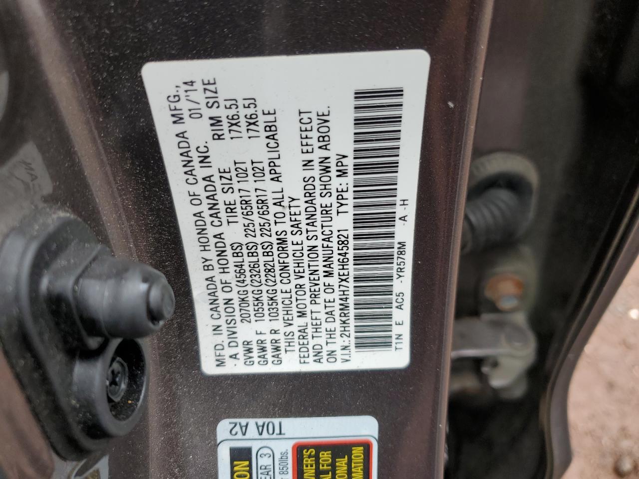 2HKRM4H7XEH645821 2014 Honda Cr-V Exl