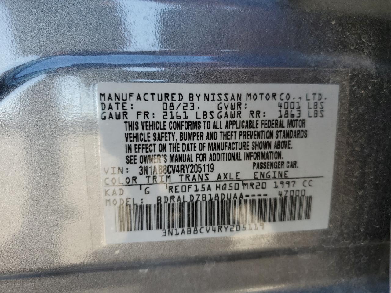 3N1AB8CV4RY205119 2024 Nissan Sentra Sv