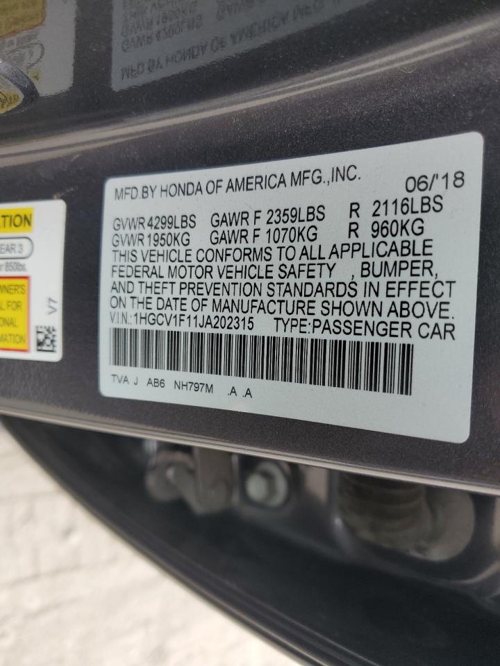 1HGCV1F11JA202315 2018 Honda Accord Lx