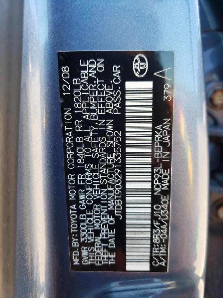 JTDBT903291335752 2009 Toyota Yaris