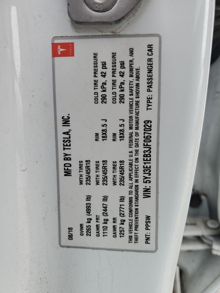 5YJ3E1EB3JF067029 2018 Tesla Model 3