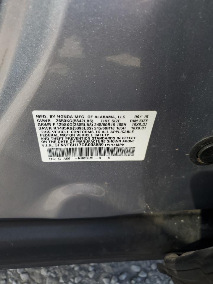 5FNYF6H17GB008559 2016 Honda Pilot Lx