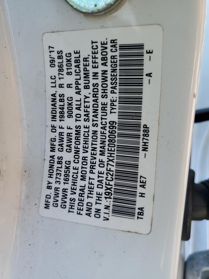 19XFC2F7XHE080699 2017 Honda Civic Ex