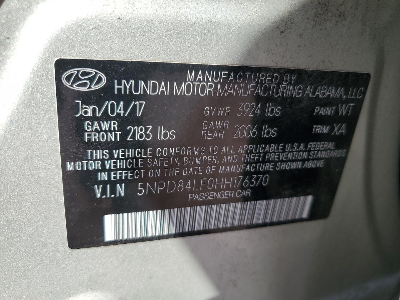 5NPD84LF0HH176370 2017 HYUNDAI ELANTRA - Image 14