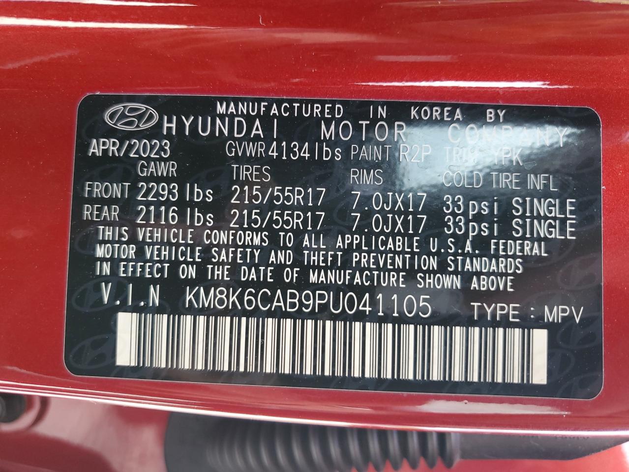 KM8K6CAB9PU041105 2023 Hyundai Kona Sel