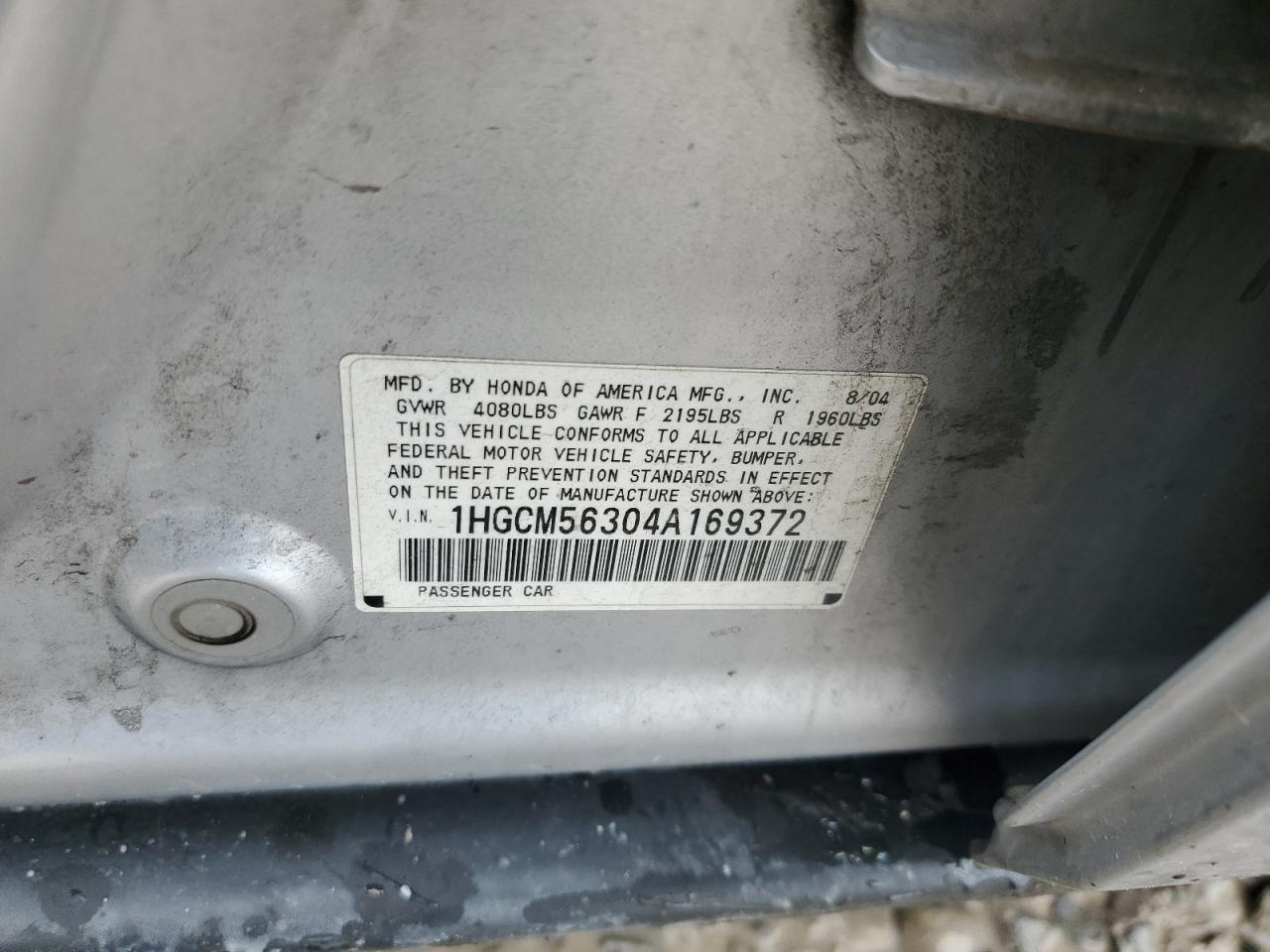 1HGCM56304A169372 2004 Honda Accord Lx